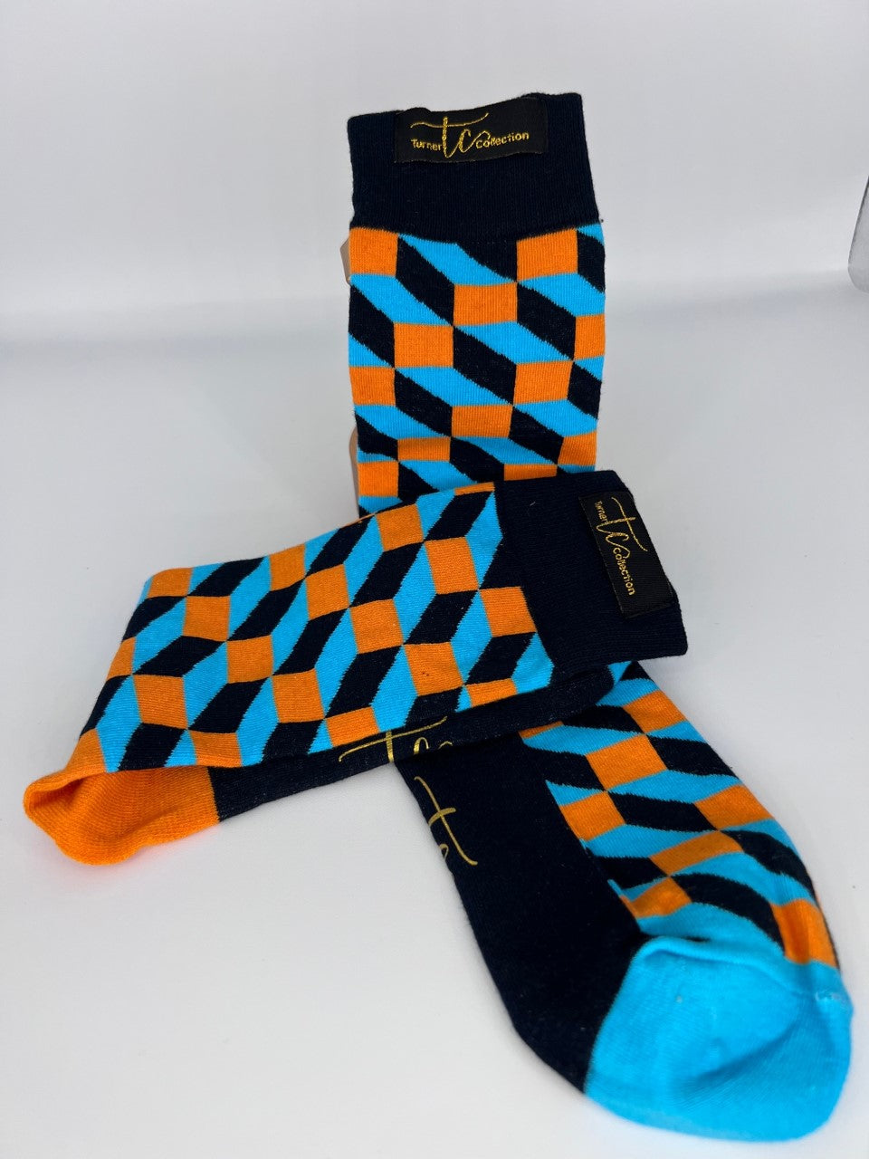 TC1001 Black/Peach/Light Blue Cotton Socks