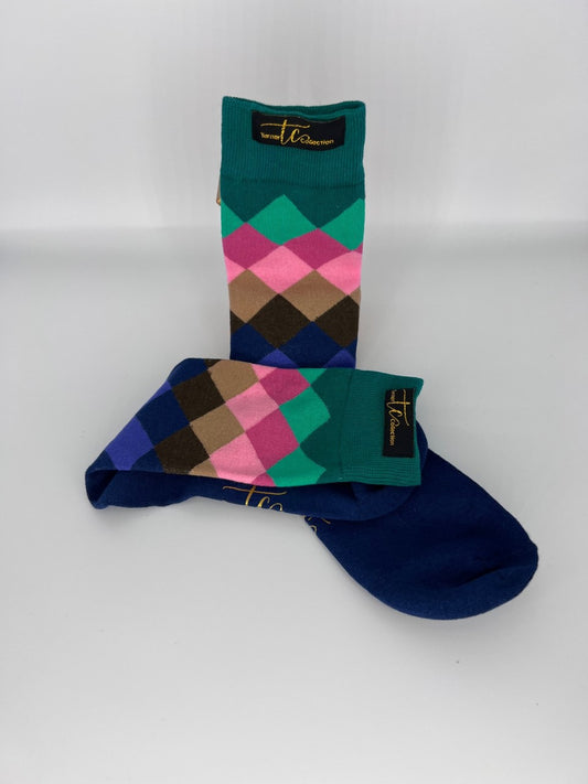 TC1015 Green and Blue Cotton Socks