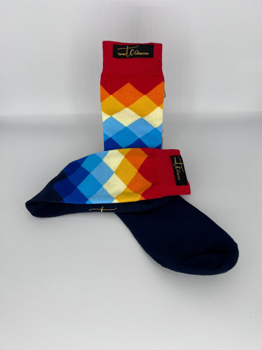 TC1019 Rust and Navy Blue Cotton Socks