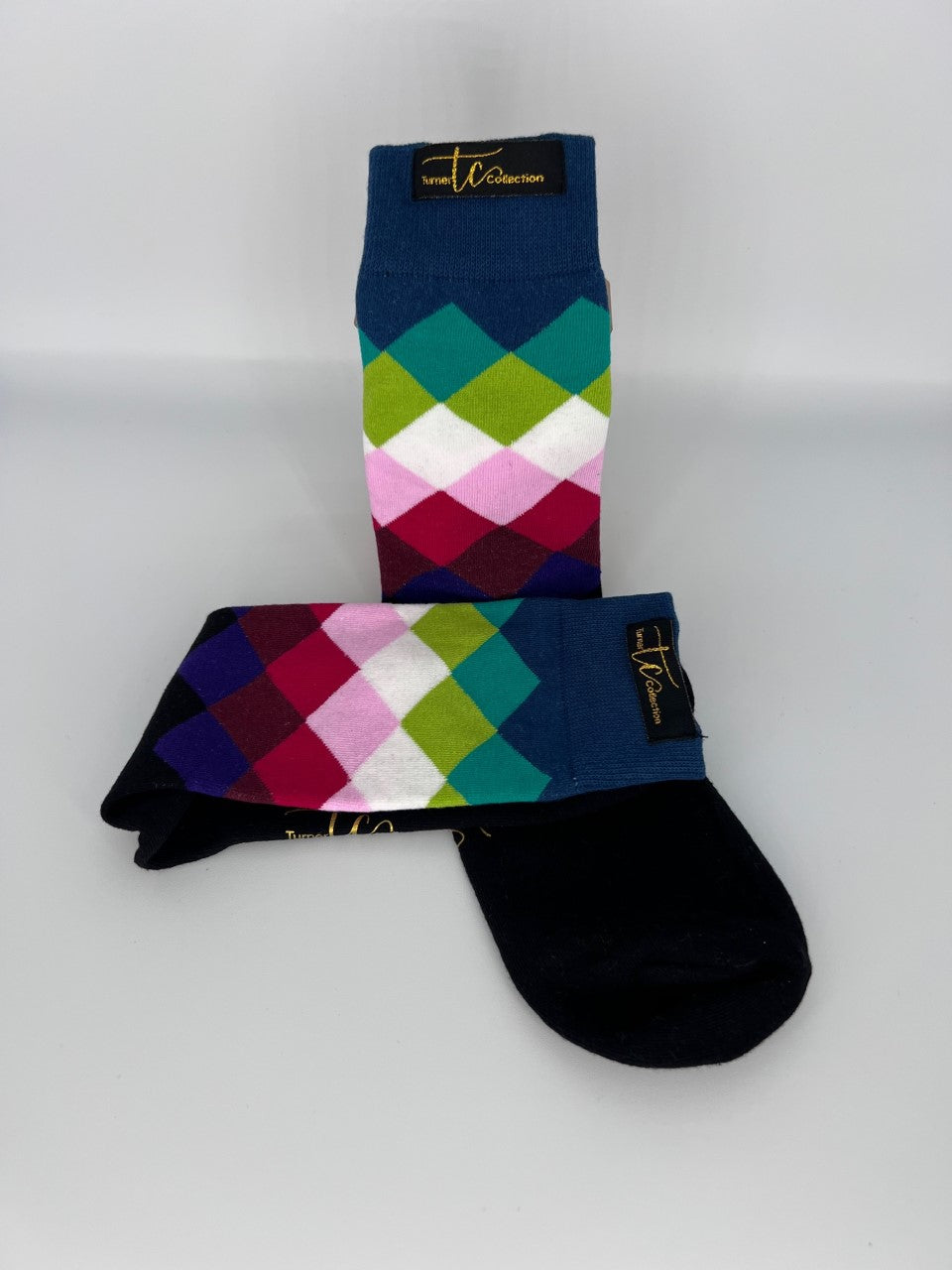 TC1020 Blue and Black Cotton Socks